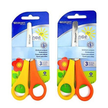 Westcott Left-Handed Kids Scissors 2-Pack with Ruler Edge - Blunt, 14cm (5.5in) Stainless Steel Blades
