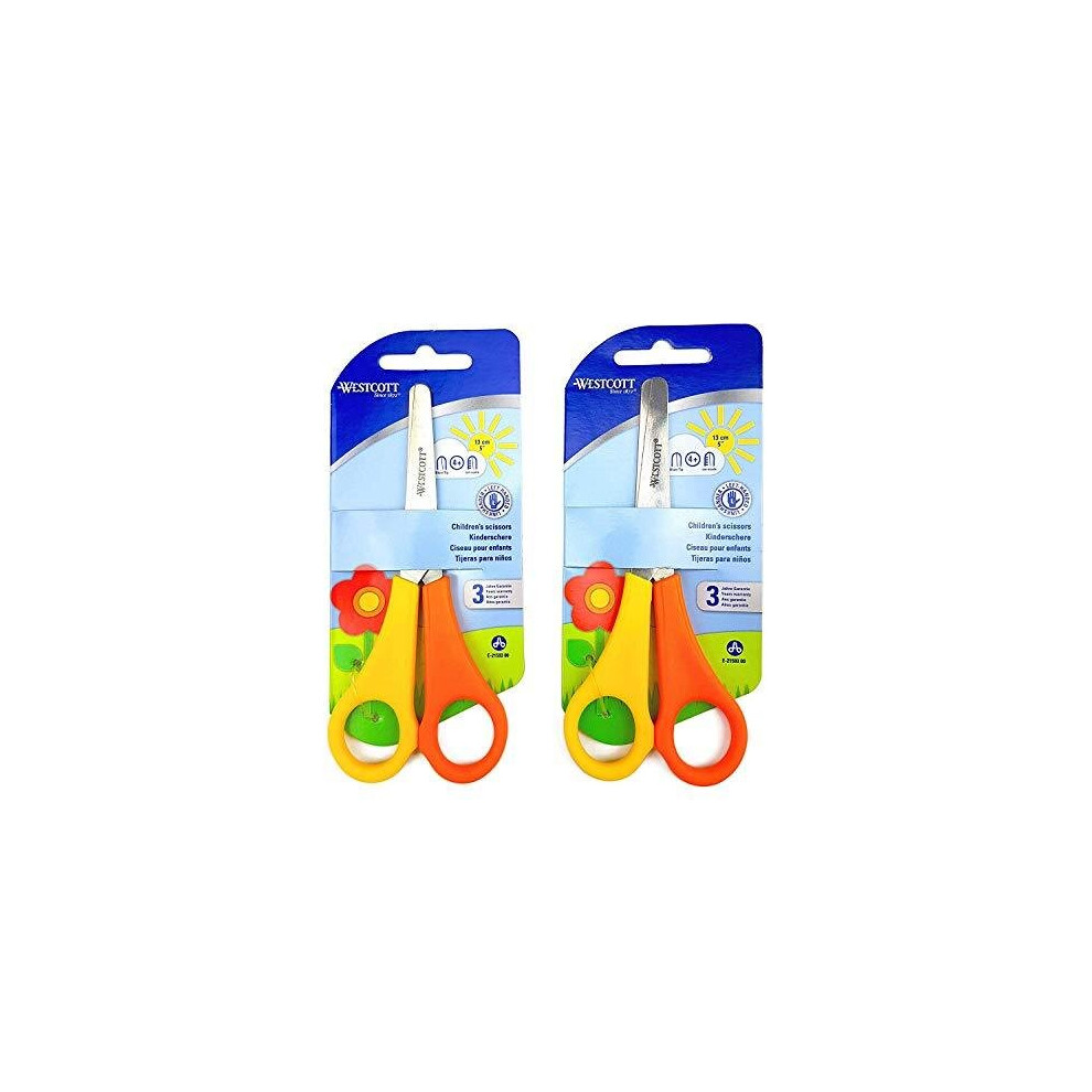 2 x Children's / Kid's Left Handed Scissors with Ruler Edge - Westcott Branded