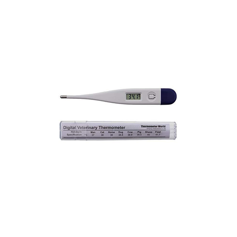 Thermometer World Digital Vets Thermometer For Pet Owners Of Dogs Cats Horses Animals With Free Veterinary Hobday's Spec Chart White
