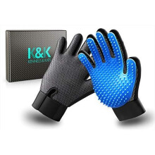 K&K Pet Grooming Glove Set. Premium Deshedding glove for easy, mess-free grooming of Dogs, Cats, Rabbits and Horses with Long/Short/Curly fur. 1 Pai