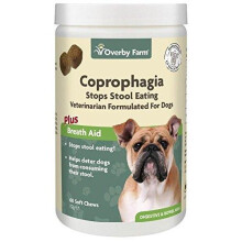 Overby Farm Coprophagia Soft Chews for Dogs | Dog Supplement To Keep Pet From Eating Stool | Chewable Daily Supplements with Probiotics | Vet Formul