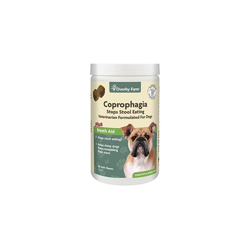 Overby Farm Coprophagia Soft Chews for Dogs | Dog Supplement To Keep Pet From Eating Stool | Chewable Daily Supplements with Probiotics | Vet Formul