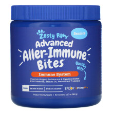 Zesty Paws, Senior Avansat, Boli de Alergie & Imunitate, Pentru Câini, Somon, 90 Bucăți Moale, 11.1 oz (315 g)