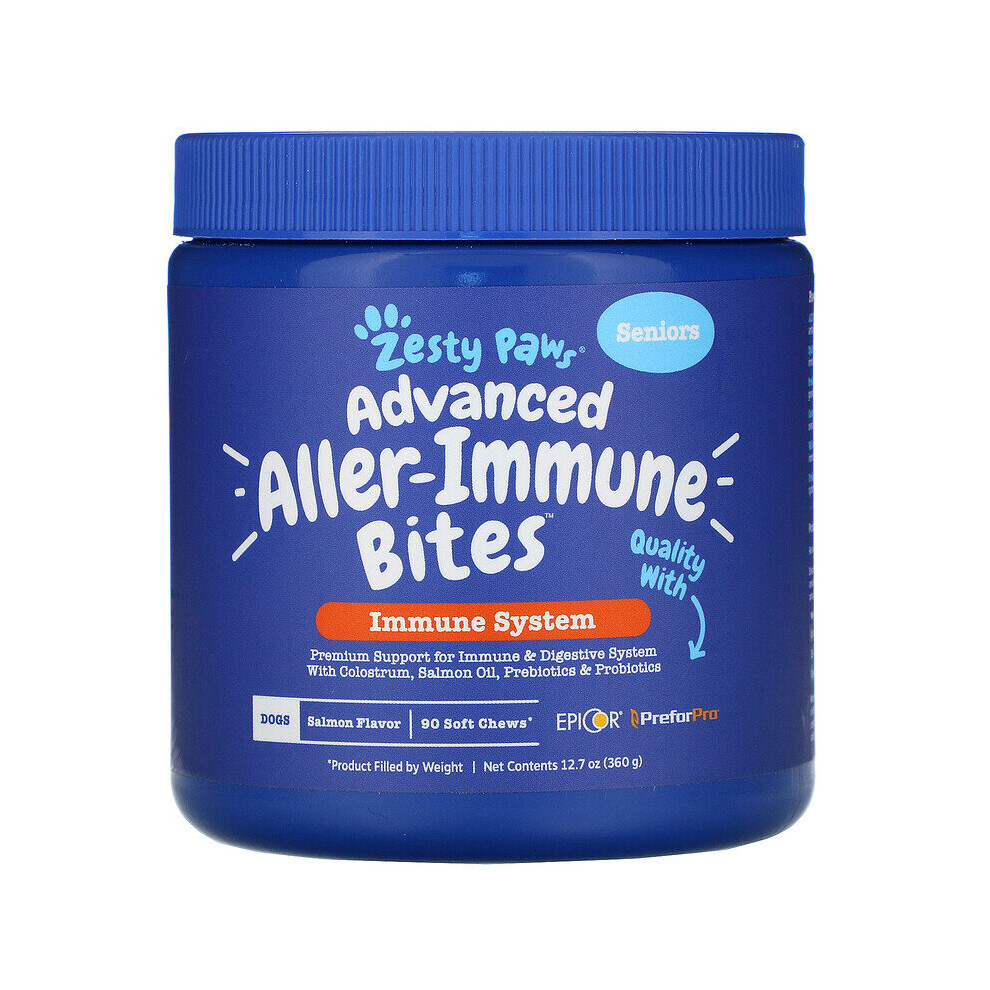 Photos - Other for Dogs Zesty Paws Advanced Aller-Immune Bites for Dogs,Salmon Flavor, 90 Soft Chews 