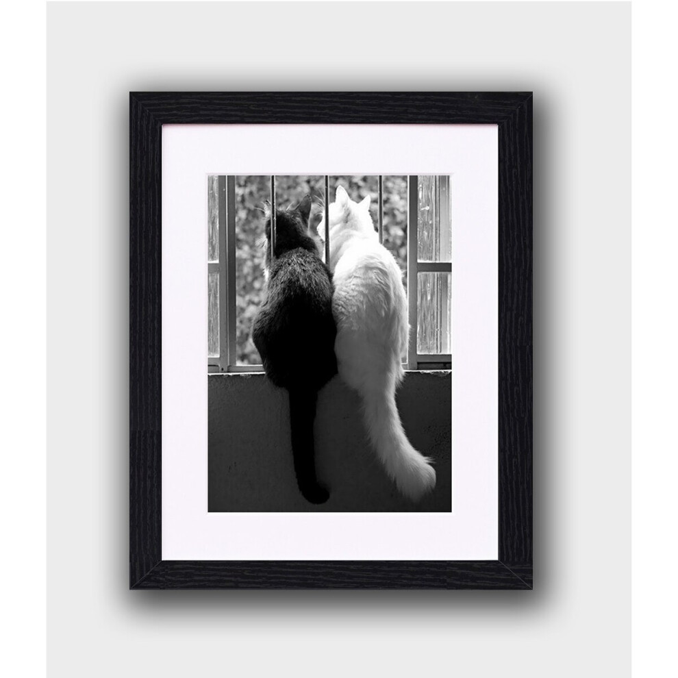 (Black, 8x6" For 6x4") Photo Picture Frame Poster Frames With White Mount