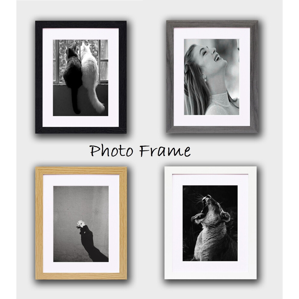 (Black, 16x12" For 12x10") Photo Picture Frame Poster Frames With White Mount