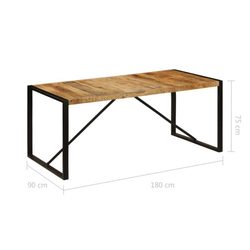 VidaXL vidaXL Solid Rough Mango Wood Dining Table 180cm Unique Home Kitchen Furniture 2