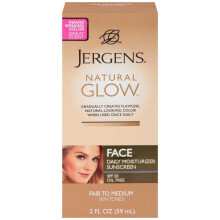 Jergens Natural Glow Face, Daily Moisturizer Sunscreen, SPF 20, 59 ml - Fair to Medium Skin Tones
