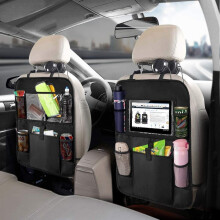 Car Back Seat Storage Organiser -10.1" iPad/Tablet Holder Touch Screen Kids Kick Mat Seat Protector Multi-Pocket Children's Travel Storage