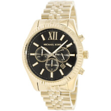 Michael Kors Lexington Chronograph Schwarzes Zifferblatt Goldton Mk8286 Herrenuhr