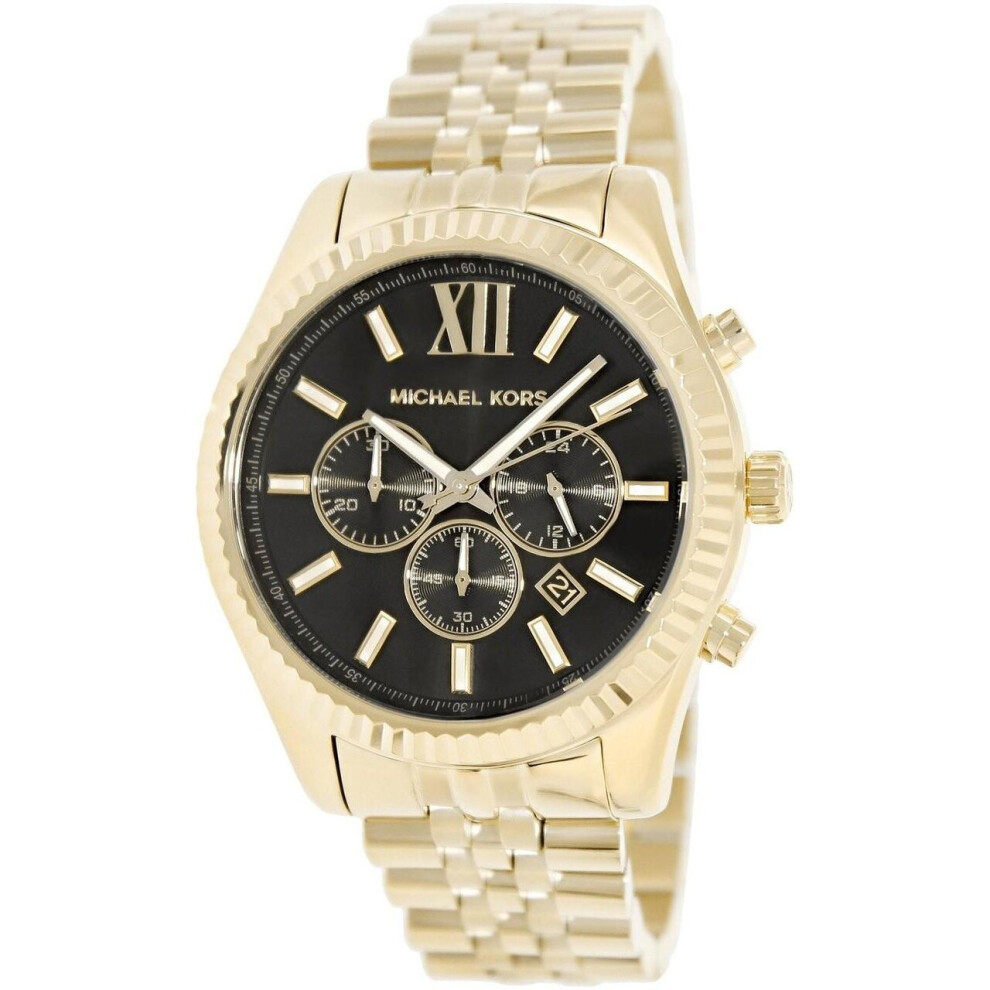 Michael Kors Lexington Chronograph Black Dial Gold-tone Mk8286 Men's Watch