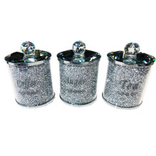 Touch of Vogue Crushed Diamond Crystal Silver Tea, Coffee & Sugar Jars