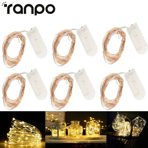 Ranpo Ranpo 6 Pack 1M μπαταρία Powered LED χαλκού σύρμα String Fairy Lights Xmas Decor
