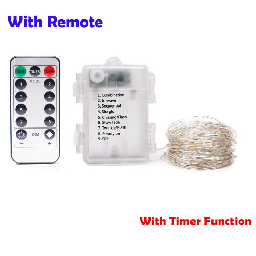 Festival Copper String Light 10m Remote Control Timing Battery USB 1