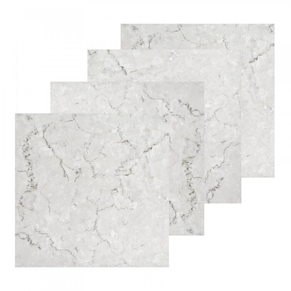 4pk YÖL White Marble Effect Self-Adhesive Vinyl Floor Tiles
