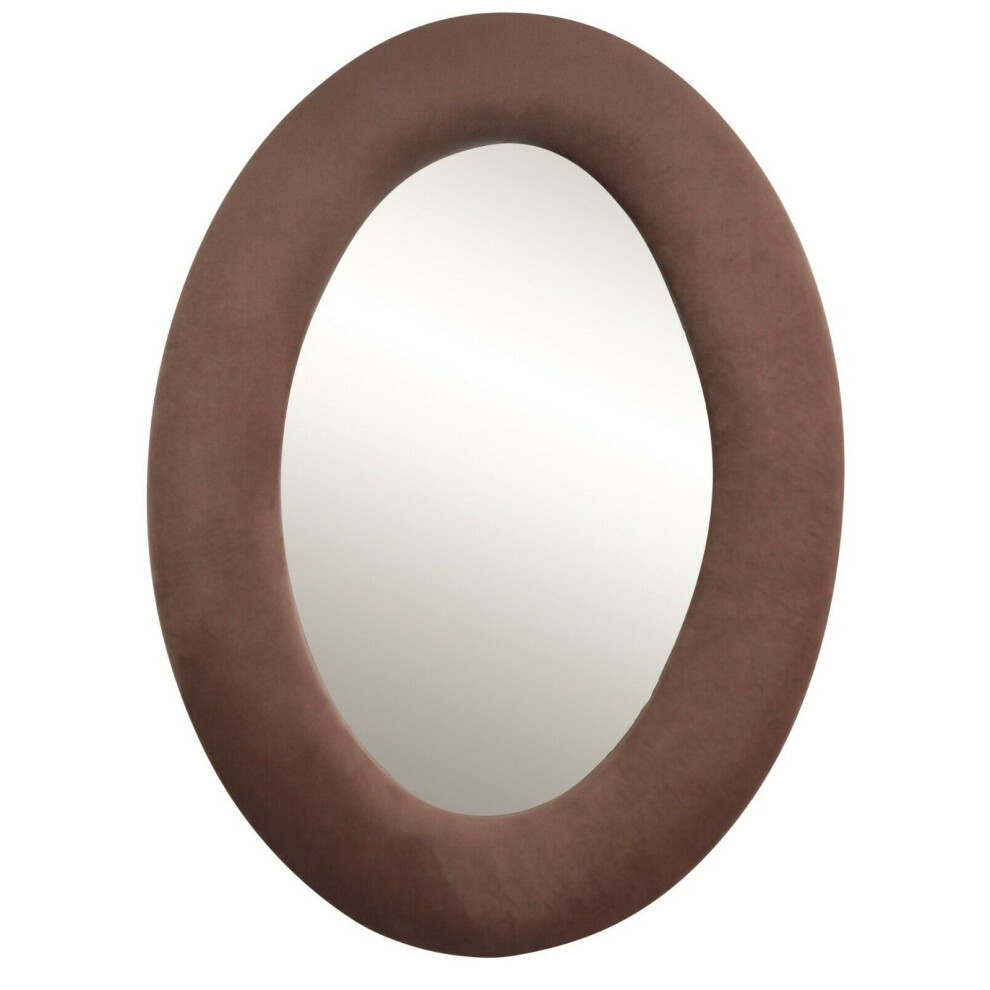 50cm Oval Velvet Framed Wall Mirror Pink