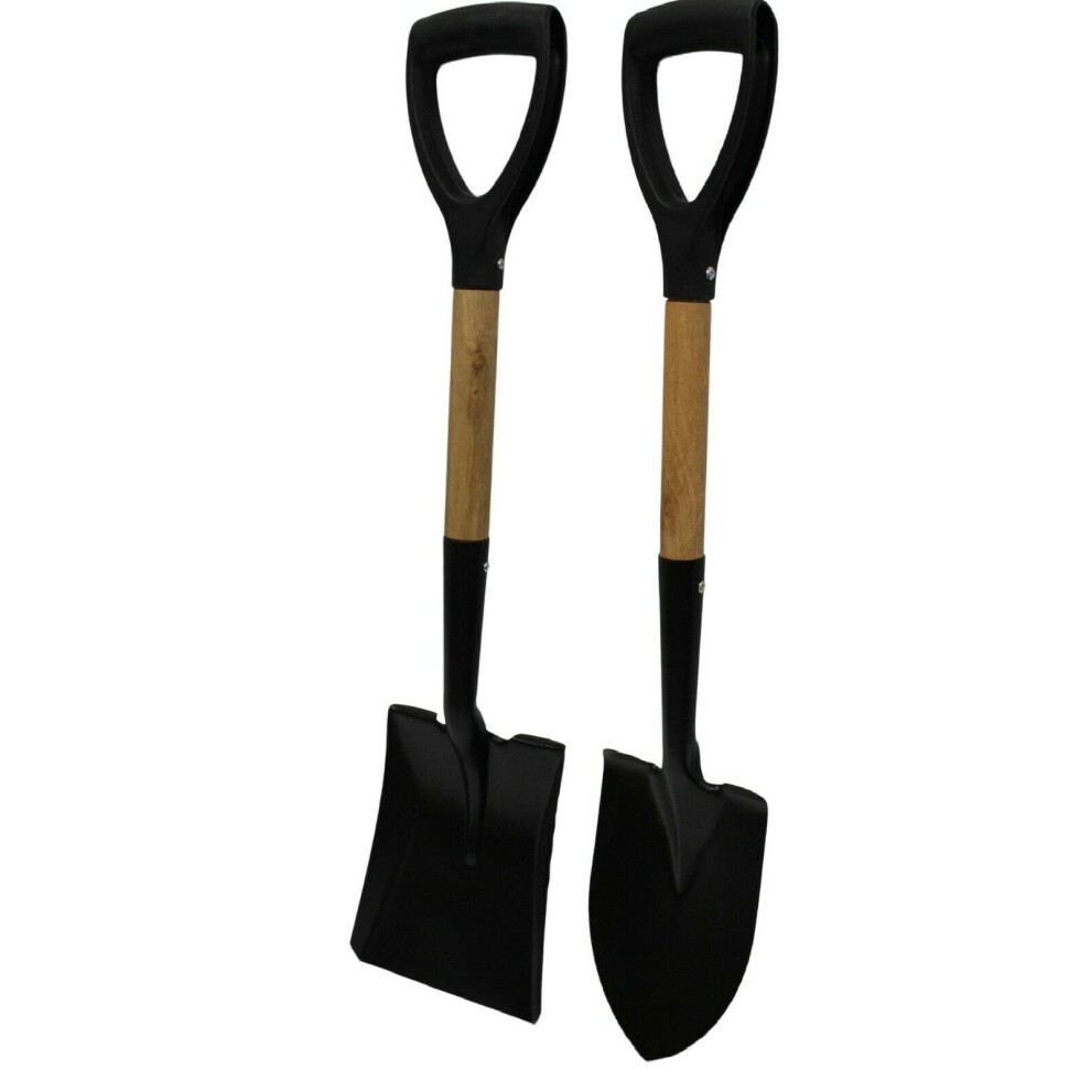 Set of 2 68cm Heavy-Duty Steel Garden Spades with Wooden Handles