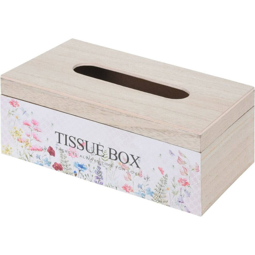 MDF Wood Tissue Box in Floral Colour With Swing lid