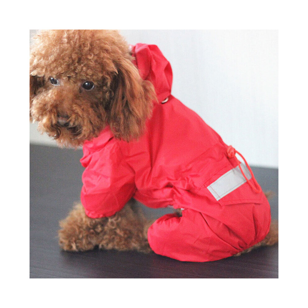 (, S) Pet Cat Dog Raincoat Hooded Reflective Puppy Small Dog Rain Coat Waterproof Jacket For Dogs Soft Breathable Mesh Dog Clothes Red