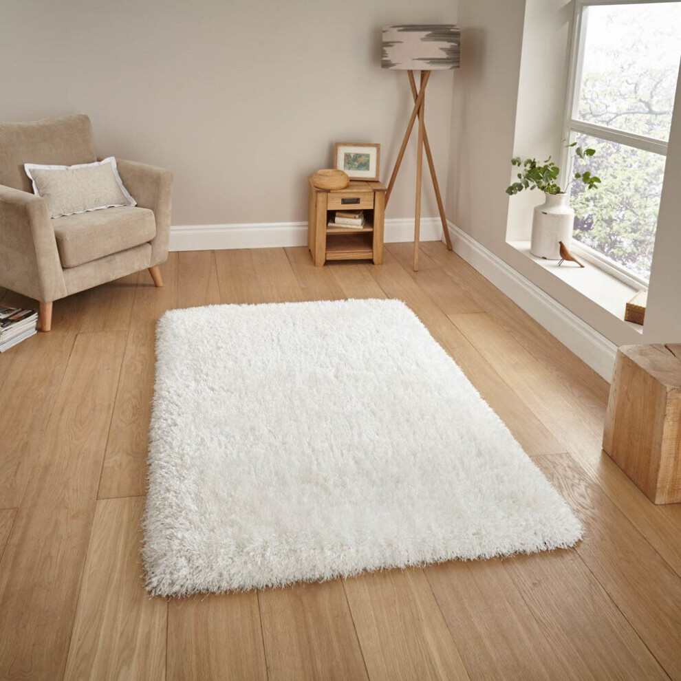 (200x290cm) Montana Shaggy Rugs in Ivory Small Large Thick Soft Plain Pile Luxury Mats