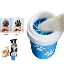 (Blue, L) Dog Paw Cleaner Cup for Small Large Dogs Pet Feet Washer Portable Pet Cat Dirty Paw Cleaning Cup Soft Silicone Foot Wash Tool