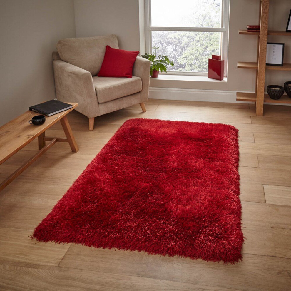 (60x120cm) Montana Shaggy Rugs in Red Small Large Thick Soft Plain Pile Luxury Mats
