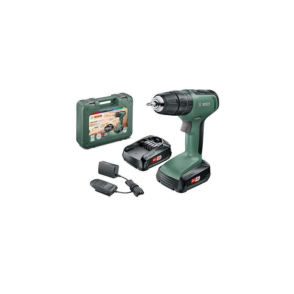 Bosch Cordless Hammer Drill UniversalImpact 18 (2x Batteries, 18 Volt System, in Carrying Case)