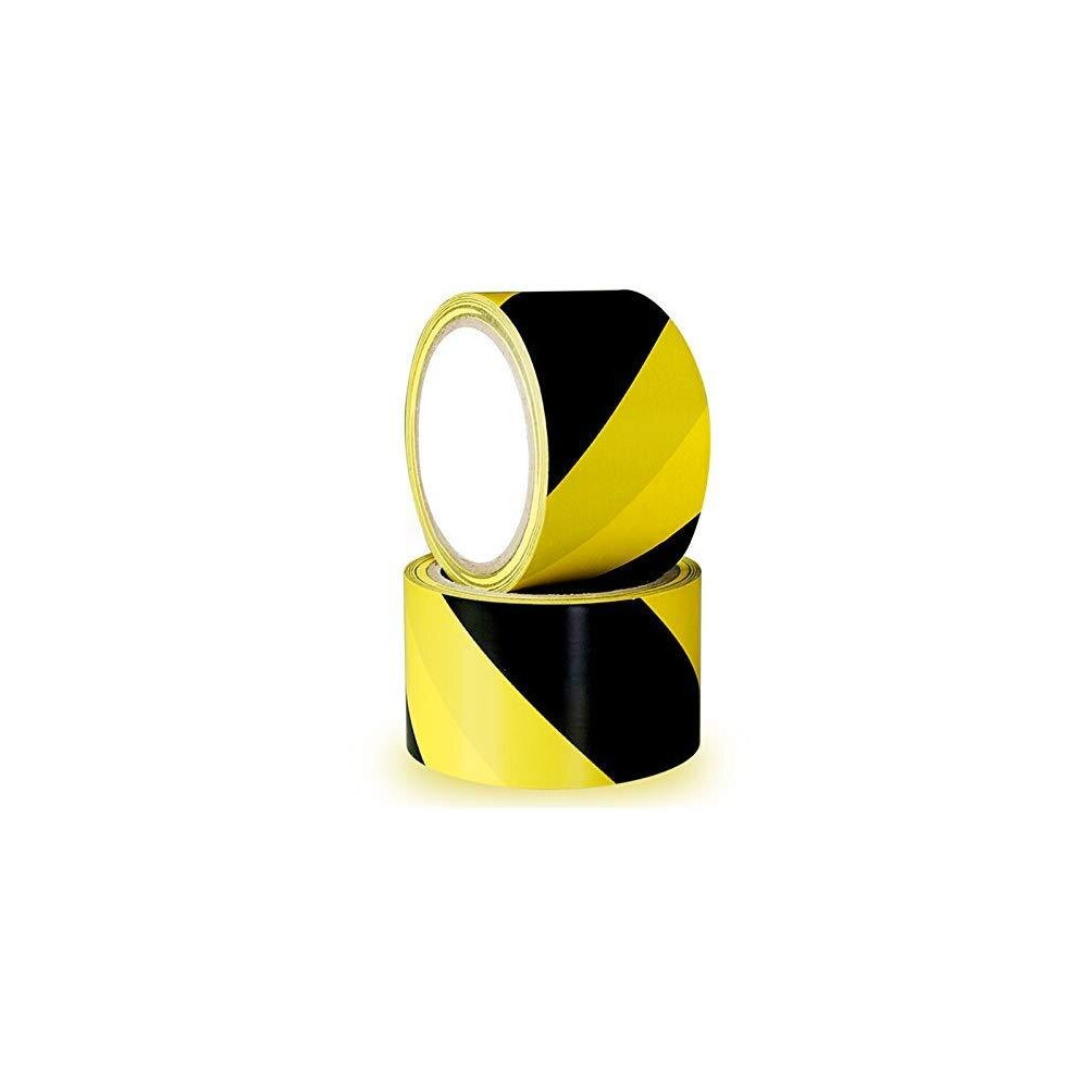 Hazard Warning Tape Ytbubor 2 Pack 50Mm*20M Black & Yellow Safety Tapes Marking Barrier Tape Adhesive Tape 745695675057