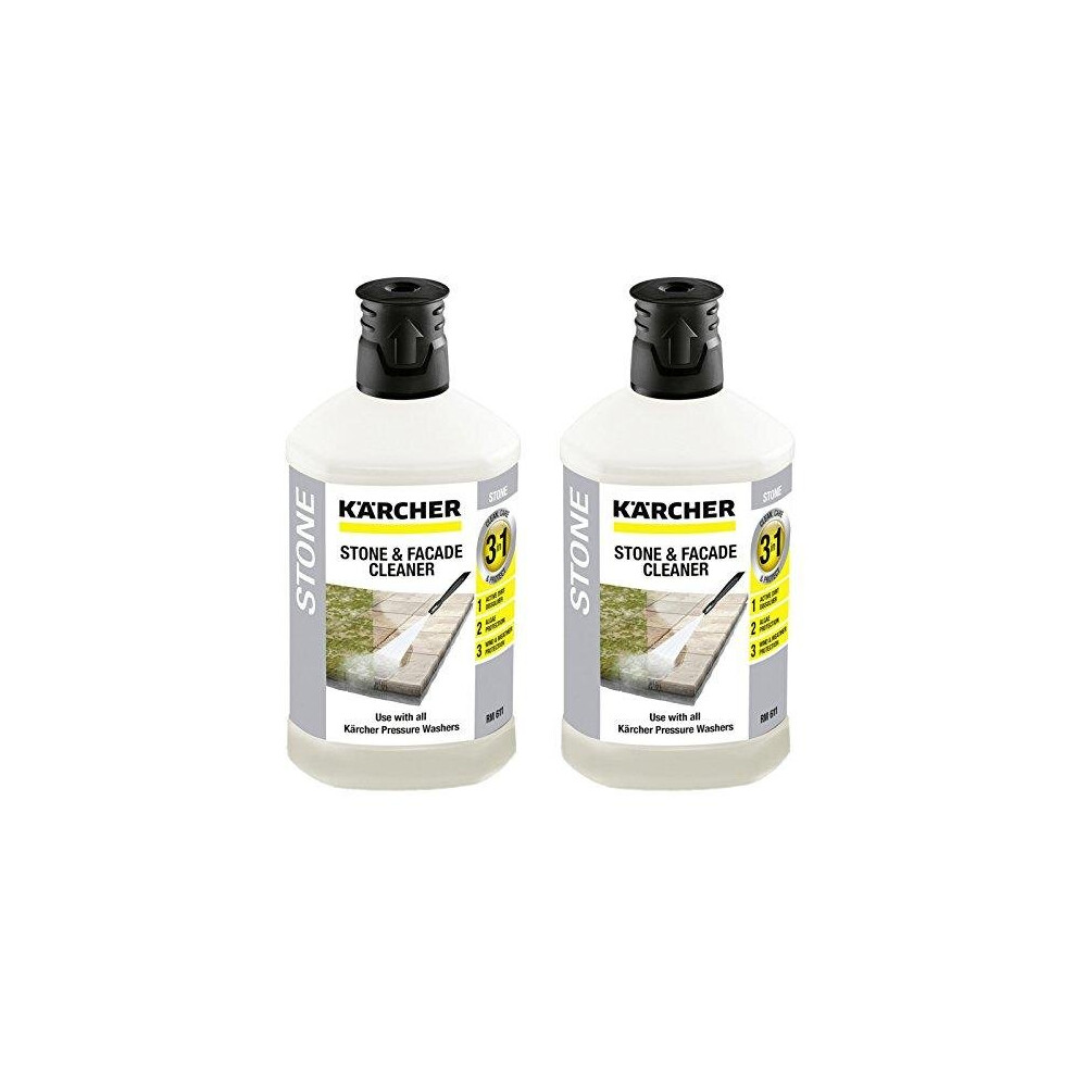 Karcher Genuine Stone & Facade Cleaner Plug 'n' Clean 3 in 1 Detergent (1 Litre, Pack of 2)