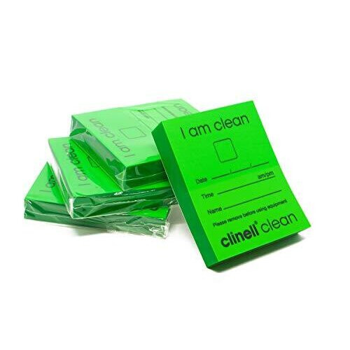 Clinell Clinell Indicator Notes - Sanitation Procedure Indicator Notes, Easy to Read - Green 'I Am Clean' Notes - Box of 1000 Notes, 4 pads X 250 notes 1