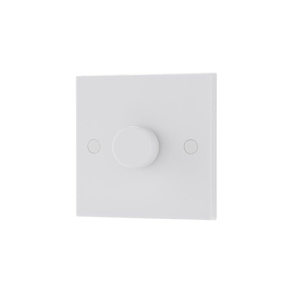Bg Electrical Single Round Push Button Dimmer Light Switch, White Moulded, Square Edge, 2-Way, 400 Watts 5021166981007