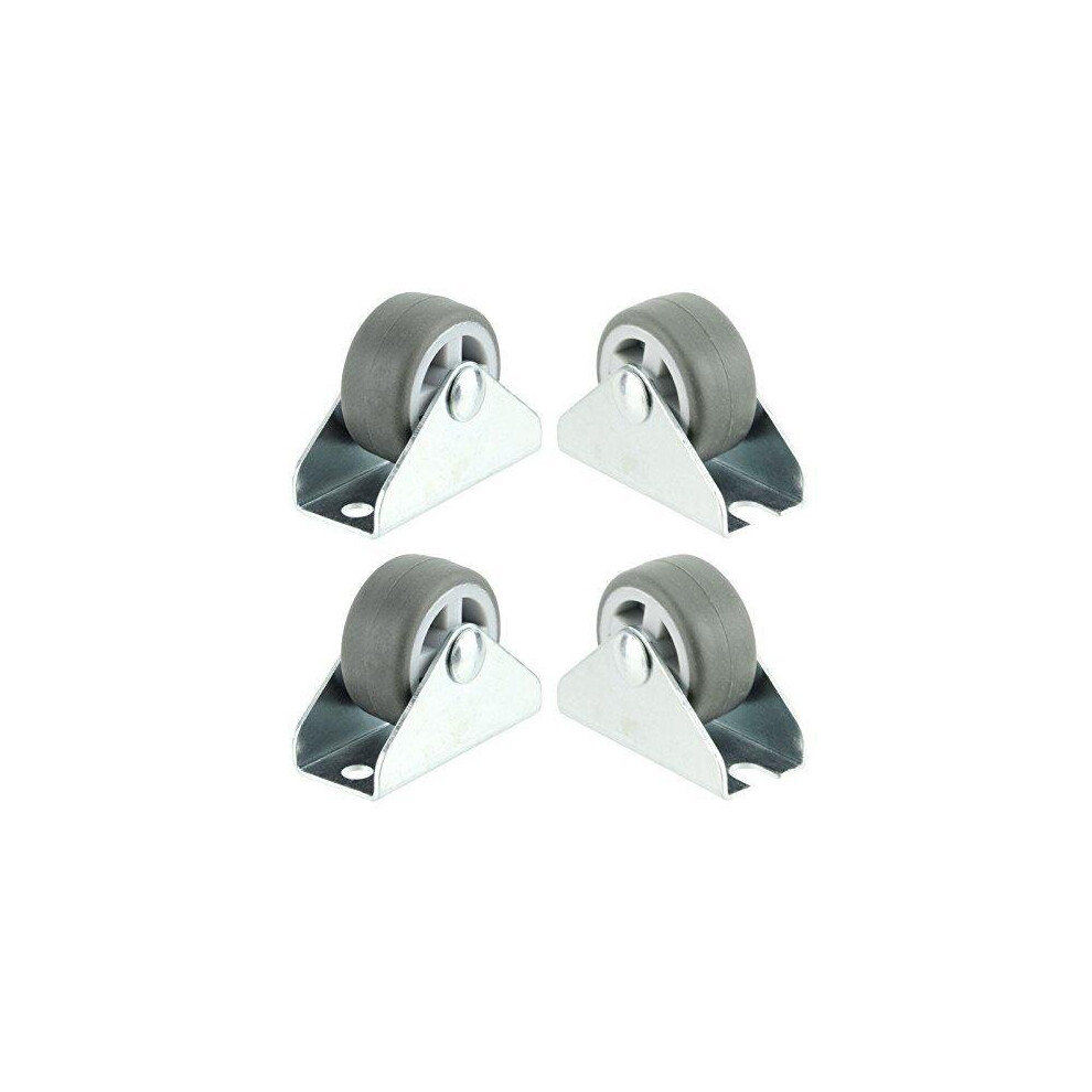 Spares2go Universal Castor Wheels Fixed Plate Fixing 1'' Mini Wheel (32mm, Pack of 4)