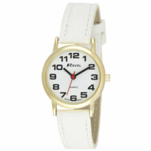 Ravel Ladies Easy Read White Dial & White Faux Leather Strap Watch R0105.34.2A