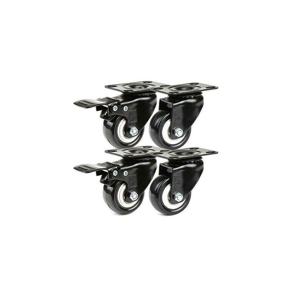 Roues pivotantes robustes H&S 2" pour chariots - 4 roulettes avec freins pour meubles d'ext?rieur - Couleur noire