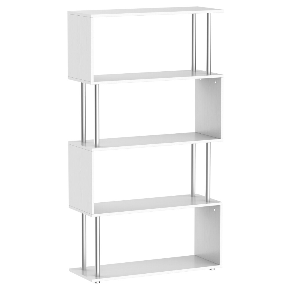 HOMCOM Wooden S-Shaped Storage Display Unit - White