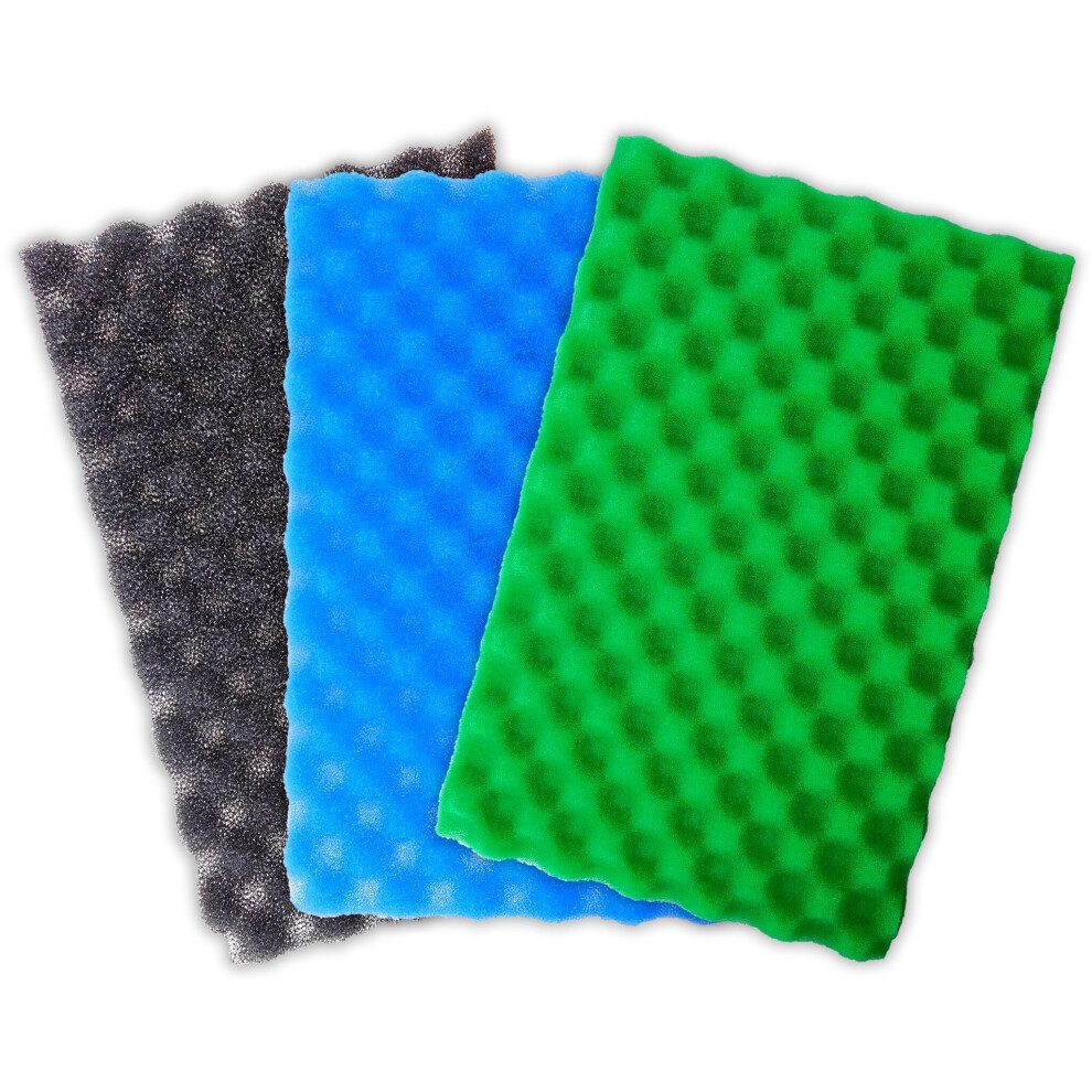 (17" x 11") Aquacadabra Pond Filter Foam Set x3 Fine, Medium, Coarse