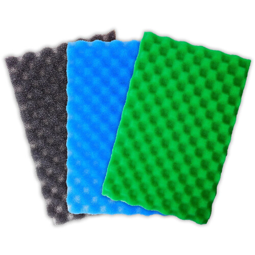 (25" x 18") Aquacadabra Pond Filter Foam Set x3 Fine, Medium, Coarse
