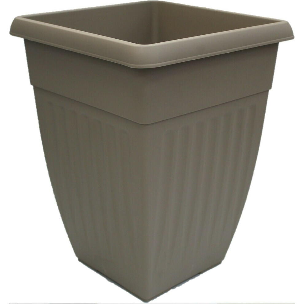 42cm Tall Basic Planter Athens Traditional Taupe Cream Square Pot Garden Plants - Image 5