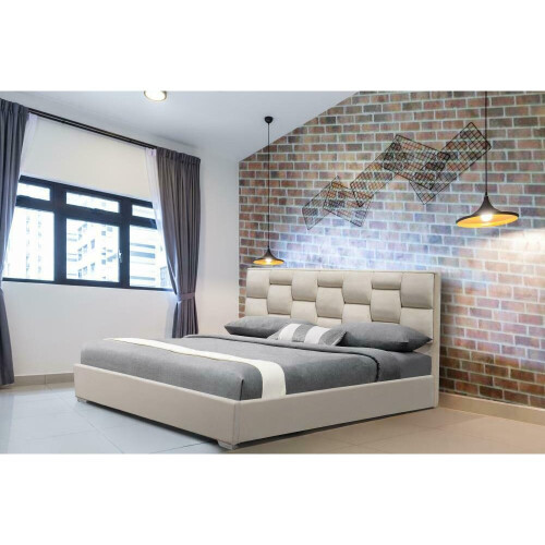 Comfy Living (4ft6 Double, Cream) Auckland PLush Velvet Fabric Bed Frame