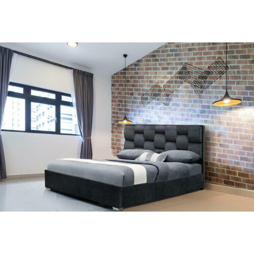 Comfy Living (5ft Kingsize, Grey) Auckland PLush Velvet Fabric Bed Frame