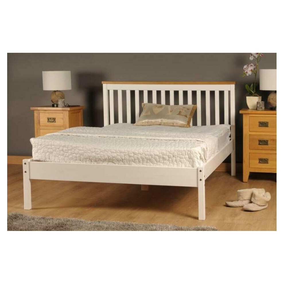 (5ft Kingsize, White) Riga Wooden Bed Frame with Ameila Mattress