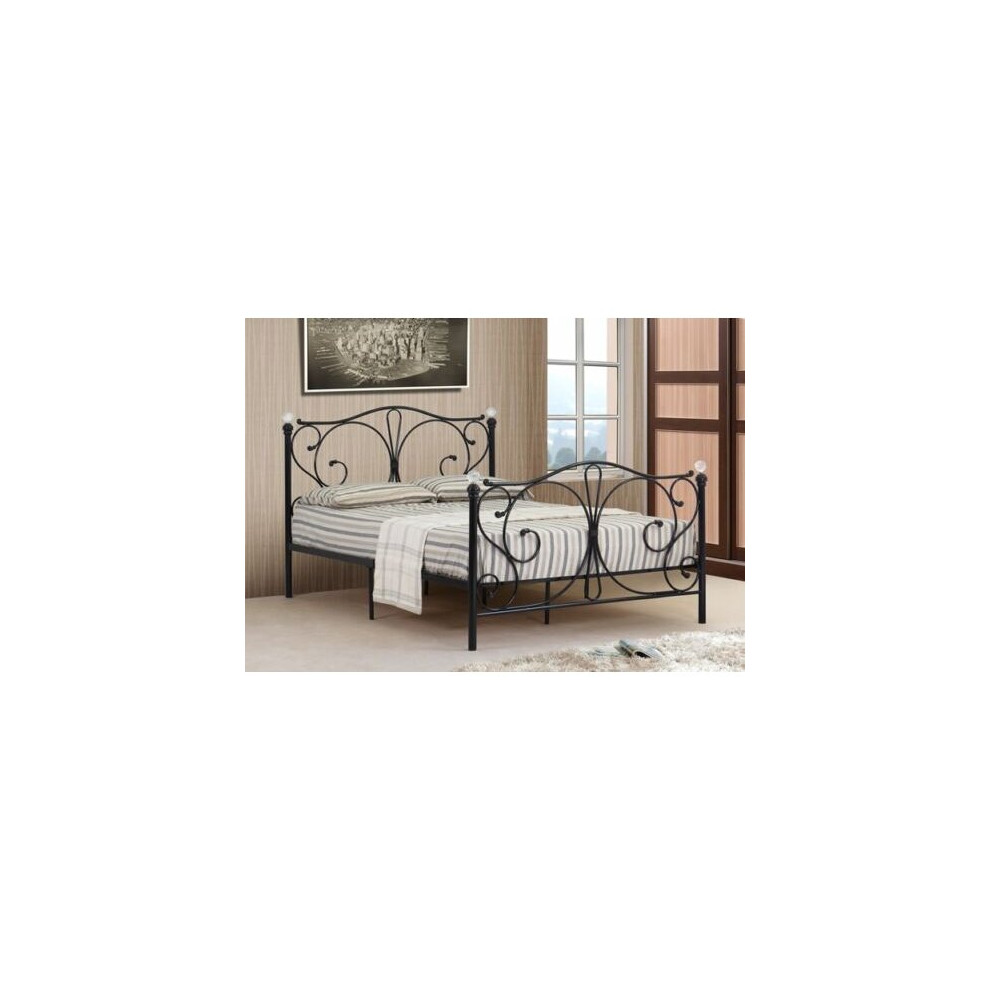 (3ft Single, Black) Isabelle Metal Bed Frame with Stella Mattress