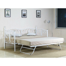 (2ft6 Small Single, White) Iris Metal Trundle Bed
