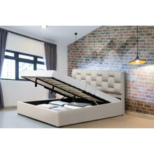 (5ft Kingsize, Cream) Wellington PLush Velvet Ottoman Fabric Bed Frame