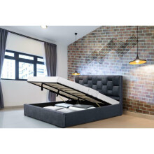 (5ft Kingsize, Grey) Wellington PLush Velvet Ottoman Fabric Bed Frame