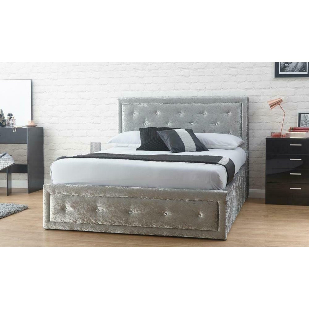 (4ft6 Double, Silver) Colorado Bed Frame with Lucy Mattress