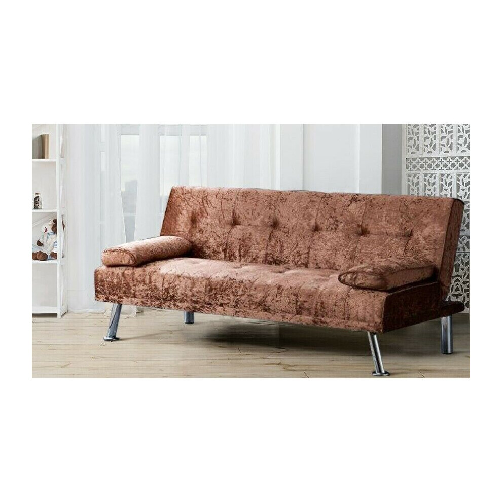 (Brown) Naples Crushed Velvet Sofa Bed