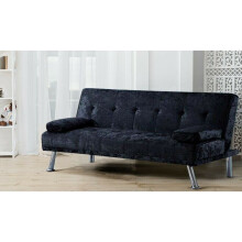 (Black) Naples Crushed Velvet Sofa Bed