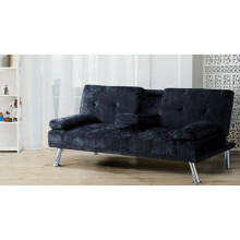 (Black) COMFY-LIVING Verona Crushed Velvet Sofa Bed