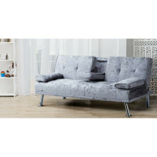 (Steel) COMFY-LIVING Verona Crushed Velvet Sofa Bed